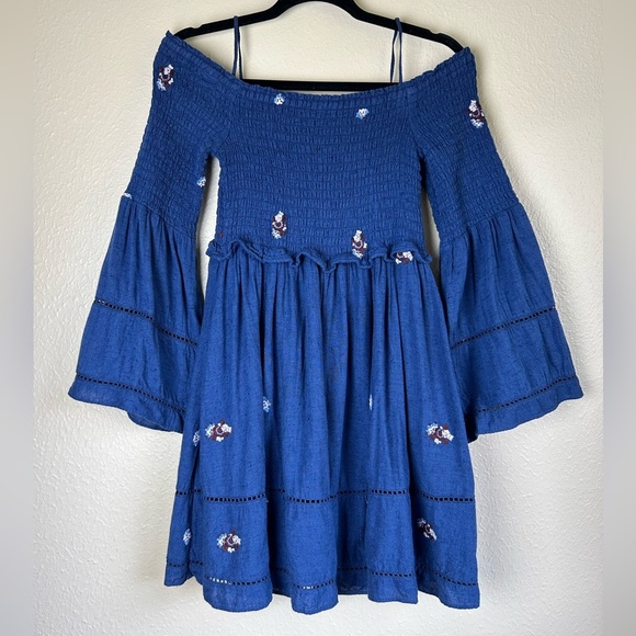 Free People Counting Daisies Dress In Blue - Picture 2 of 7